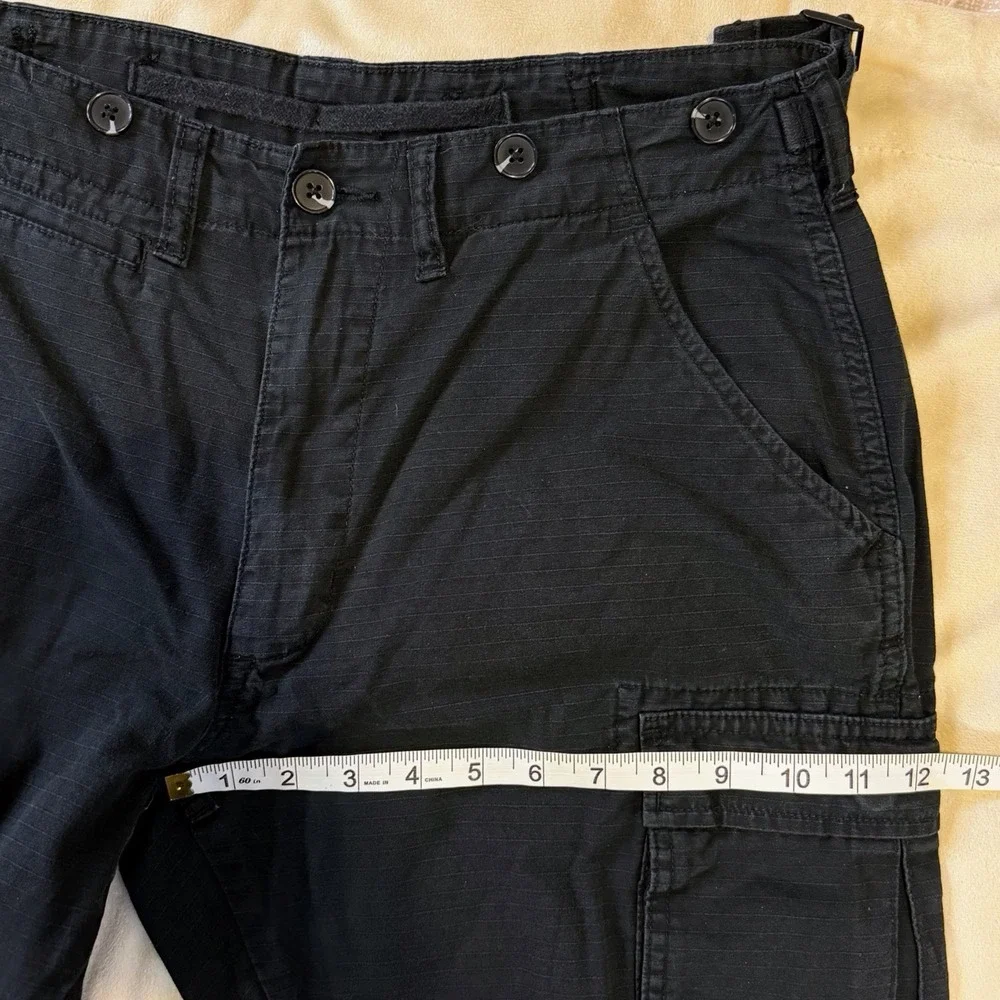 MNML Black Ripstop Cargo Pants 33 Tactical Utility Streetwear Adjustable Waist